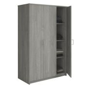 Interiax Kledingkast 'Amelie' – 3 Deuren, 1 Hanger & 4 Legplanken | Grijze Eik | 180x120x54 cm