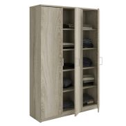 Interiax Storage Cabinet - Wardrobe 'Amelie' 3 Doors and 8 Shelves | Sonoma Oak | 180x120x40 cm