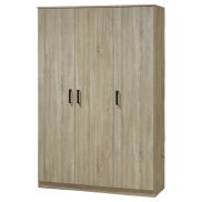 Interiax Storage Cabinet - Wardrobe 'Lucas' - 3 Doors, 1 Hanger & 4 Legplanken | Sonoma Eik | 184x120x52 cm