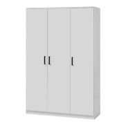 Interiax Opbergkast - Kledingkast 'Lucas' - 3 Deuren, 1 Hanger & 4 Legplanken | Wit | 184x120x52 cm