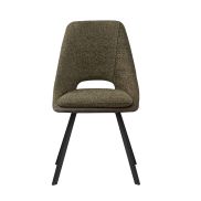 Interiax Eetkamerstoel Ada Bouclé Groen Rug PU Groen