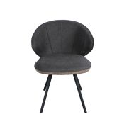 Interiax Dining Chair Elle Stof Grey Rug PU Brown