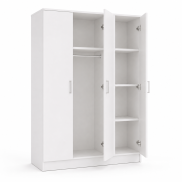 Interiax Kledingkast 'Amelie' – 3 Deuren, 1 Hanger & 4 Legplanken | Wit | 180x120x54 cm