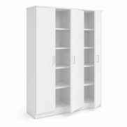 Interiax Opbergkast - Kledingkast 'Amelie' 3 deuren en 8 legplanken | Wit | 180x120x40 cm