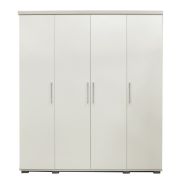 Interiax Kledingkast 'Mila' – 4 Deuren, 1 Hanger & 6 Legplanken | Wit | 183x160x52cm