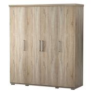 Interiax Kledingkast 'Mila' – 4 Deuren, 1 Hanger & 6 Legplanken | Sonoma Eik | 183x160x52cm