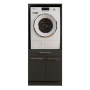 Interiax WASHWALL 'Mary' Wasmachine of Droogkast Ombouwkast Antraciet – Met 1 Lade voor Wasmand en 1 Opbergvak met 2 deuren - Wasmachinekast- 162x67.5x67.5 cm