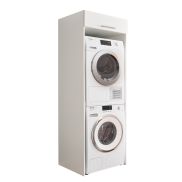 Interiax WASHWALL 'Mary' Washing Machine Surround Cabinet White - Surround Furniture For Dryer - With Storage Cabinet - 200x67.5x67.5 cm