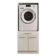 Interiax WASHWALL 'Mary' Wasmachine of Droogkast Ombouwkast Wit – Met 1 Lade voor Wasmand en 1 Opbergvak met 2 deuren - Wasmachinekast- 162x67.5x67.5 cm