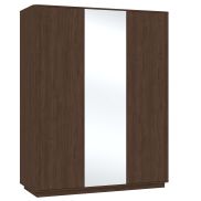 Interiax Kledingkast 'Ravello' 3 deuren, 2 laden en spiegel | Donker Walnoot | 205,5x165,8x56,5 cm