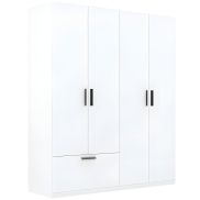 Interiax Kledingkast 'Siena' 4 Deuren En 1 Lade | Wit | 210x180,4x54 cm