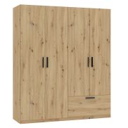 Interiax Kledingkast 'Siena' 4 Deuren En 1 Lade | Artisan Eik | 210x180,4x54 cm