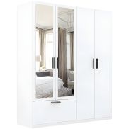 Interiax Kledingkast 'Siena' 4 Deuren, 1 Lade En 2 Spiegels | Wit | 210x180,4x54 cm
