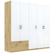 Interiax Kledingkast 'Lucca' 5 Deuren En 1 Lade | Wit/Artisan Eik | 210x225x54 cm