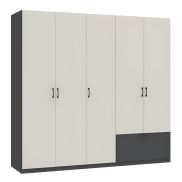 Interiax Kledingkast 'Lucca' 5 Deuren En 1 Lade | Antraciet/Cashmere | 210x225x54 cm