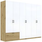 Interiax Kledingkast 'Lucca' 6 Deuren En 1 Lade | Wit/Artisan Eik | 210x269,8x54 cm