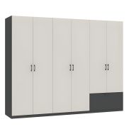 Interiax Kledingkast 'Lucca' 6 Deuren En 1 Lade | Antraciet/Cashmere | 210x269,8x54 cm