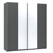 Interiax Kledingkast 'Bolzano' 2 Schuifdeuren Met Spiegel | Antraciet | 200x180x57,7 cm