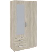 Interiax Kledingkast 'Empoli' 2 Deuren, 2 Laden En 1 Spiegel | Sonoma Eik | 200,1x100,2x58,3 cm