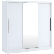 Interiax Kledingkast 'Rimini' 3 Schuifdeuren Met Spiegel | Wit | 205,5x204,5x63 cm