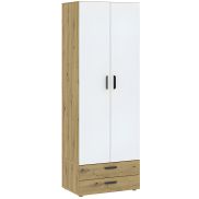Interiax Kledingkast 'Vicenza' 2 Deuren, 2 Laden | Artisan Eik/Wit | 214x74x51,9 cm