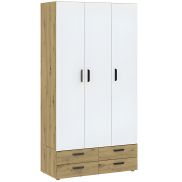 Interiax Kledingkast 'Vicenza' 3 Deuren, 4 Laden | Artisan Eik/Wit | 214x110,7x51,9 cm