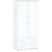 Interiax Kledingkast 'Treviso' 2 Deuren, 2 Laden | Wit/Goud | 180x80x50,5 cm