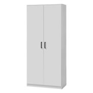 Interiax Storage Cabinet - Wardrobe 'Lucas' - 2 Doors, 1 Hanger & 2 Legplanken | White | 184x80x52 cm