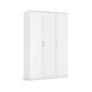Interiax Kledingkast 'Amelie' – 3 Deuren, 1 Hanger & 4 Legplanken | Wit | 180x120x54 cm