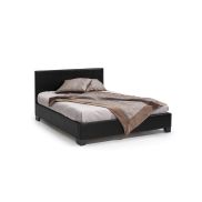 Interiax George Bed - Noir PU Cuir - 140x200 cm - Inclus Sommier à Lattes