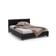 Interiax George Bed - Noir PU Cuir - 160x200 cm - Inclus Sommier à Lattes