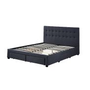 Interiax Jake bed - Grijs Stof -160x200 cm - Inclusief Lattenbodem