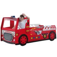 Fire Truck Bed With LED Lighting - Red - Children's Bed