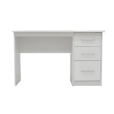 Interiax Bureau Jaxx - Blanc, 3 Tiroirs, MDF