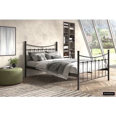 Bed 'Sacha' Black 140x200 With Slatted Base