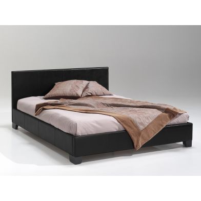 Bed 'Roma' 160x200 + Slatted Base - PU Black