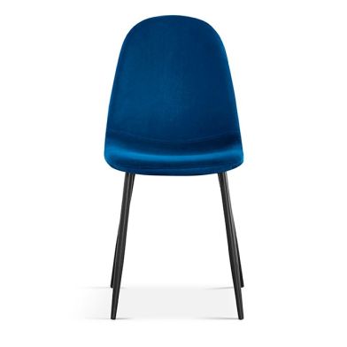 Interiax Chaise de salle à manger Lou Velours Bleu foncé
