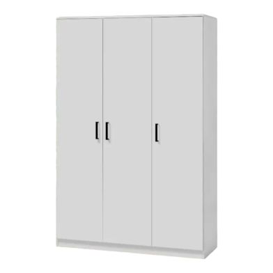 Interiax Storage Cabinet - Wardrobe 'Lucas' - 3 Doors, 1 Hanger & 4 Shelves | White | 184x120x52 cm