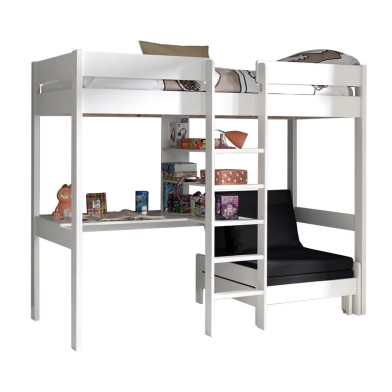 Loft Bed Aliks With Sofa Bed - White
