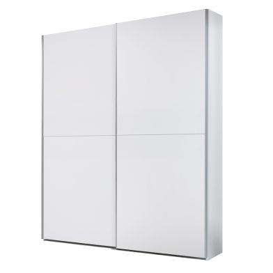Interiax Wardrobe 'Emma' - White Sliding Door Wardrobe with 2 Hangers &amp; 2 Shelves | 195x170x57.5 cm