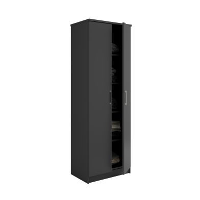Interiax Armoire de rangement - Armoire 'Amelie' - 2 portes et 4 étagères | Anthracite | 180x80x40 cm