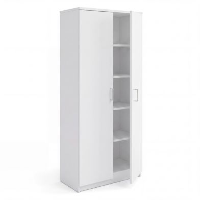 Interiax Armoire 'Amelie' - 2 Portes et 4 Étagères | Blanc | 180x80x40 cm