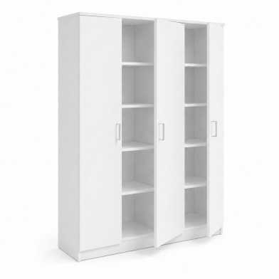 Interiax Armoire 'Amelie' 3 Portes et 8 Étagères | Blanc | 180x120x40 cm