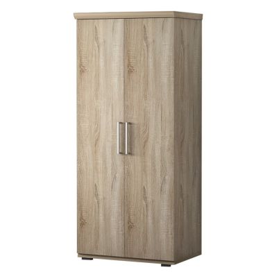 Interiax Wardrobe 'Mila' – 2 Doors, 2 Drawers, 1 Hanger & 3 Shelves | Sonoma Oak | 183x80x52 cm