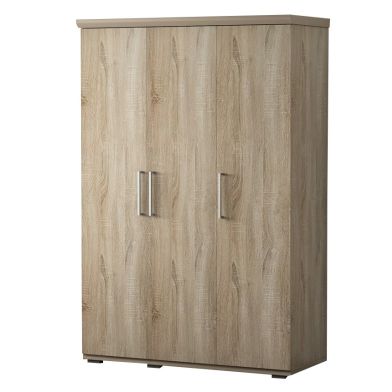 Interiax Wardrobe 'Mila' – 3 Doors, 1 Hanger & 3 Shelves | Sonoma Oak | 183x120x52cm