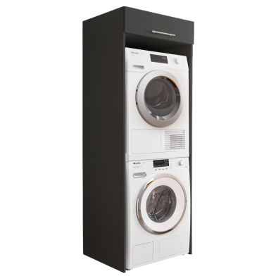 Interiax WASHWALL 'Mary' Washing Machine Surround Cabinet Anthracite - Surround Furniture For Dryer - With Storage Cabinet - 200x67.5x67.5 cm
