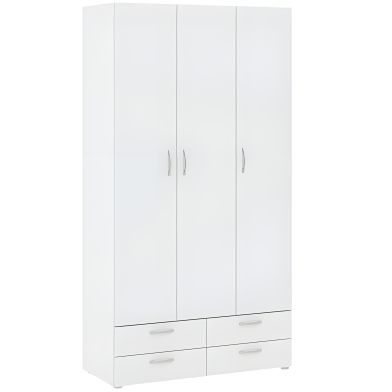 Interiax Wardrobe 'Verona' 3 Doors, 4 Drawers | White | 214x110.7x51.9 cm