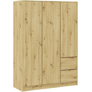 Interiax Wardrobe 'Modena' 3 Doors, 2 Drawers | Artisan Oak | 205.5x146.8x56.6 cm