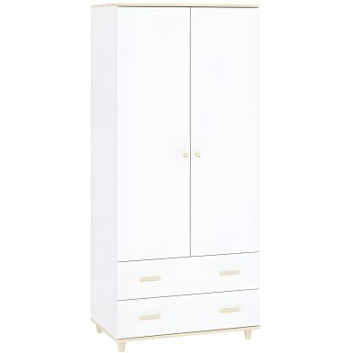 Interiax Armoire 'Treviso' 2 Portes et 2 Tiroirs | Blanc/Doré | 180x80x50,5 cm