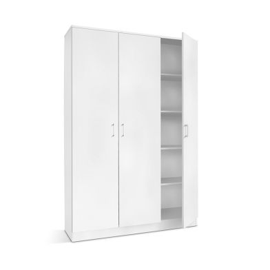 Interiax Opbergkast Kledingkast 'Amelie' 3 deuren en 8 legplanken Wit (180x120x40cm) 